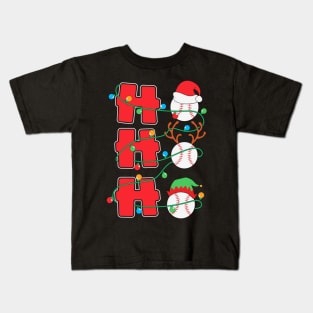 Ho Ho Ho Baseball Christmas Gift Kids T-Shirt